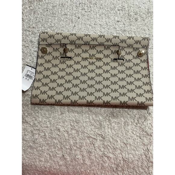 Michael Kors Selma Swap Medium Solid Top Zip Satchel Cover Orange Tan Logo Purse - Picture 8 of 12